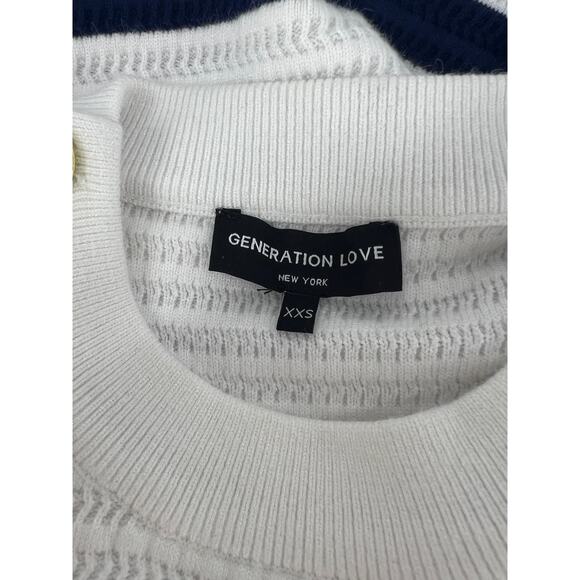 Generation Love White and Blue Striped Janice Cropped Sweater - Picture 11 of 14